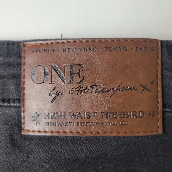 One Teaspoon Freebirds ll High Waist Skinny Jeans Raw Hem Black 28 - Picture 7 of 13